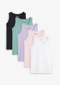 Lot de 5 débardeurs longs 100% coton