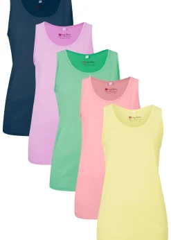 Lot de 5 débardeurs longs 100% coton