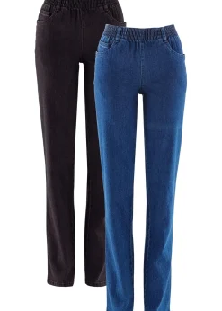 Lot de 2 jeans droits, taille mi-haute