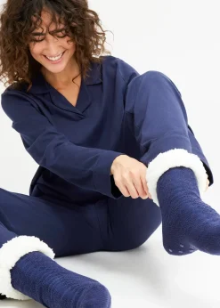 Lot de 2 paires de chaussettes d'intérieur avec polaire peluche