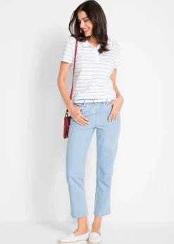 Lot de 2 pantalons 7/8 droits, taille mi-haute élastiquée