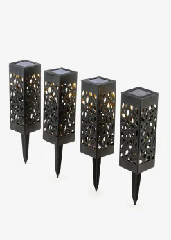 Lot de 4 piquets de jardin solaires avec ornements