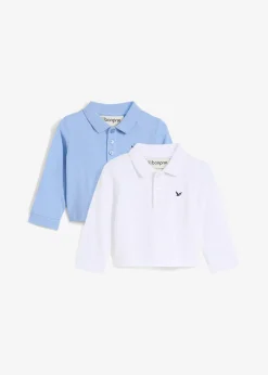 Lot de 2 polos bébé en maille piquée, manches longues