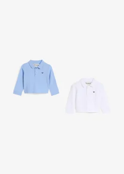 Lot de 2 polos bébé en maille piquée, manches longues