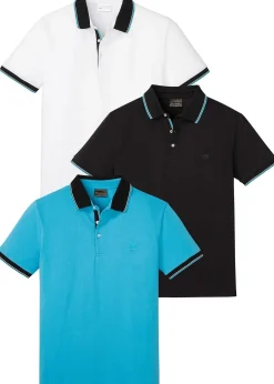 Lot de 3 polos en maille piquée, 100% coton