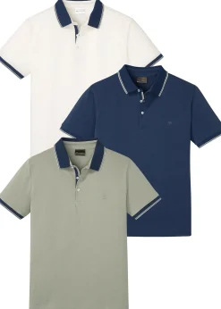 Lot de 3 polos en maille piquée, 100% coton