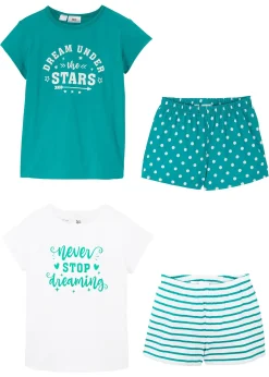 Lot de 2 pyjashorts 100% coton à manches courtes