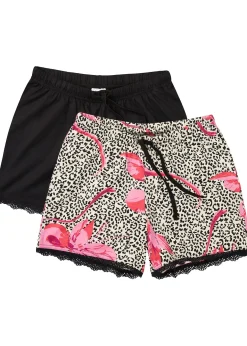 Lot de 2 shorts de pyjama avec dentelle