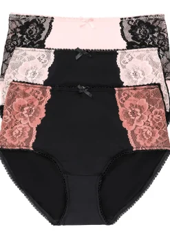 Lot de 3 slips maxi microfibre et dentelle