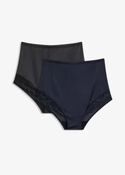 Lot de 2 slips sculptants en polyamide brillant, maintien modéré