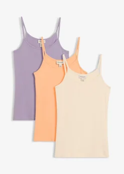 Lot de 3 tops à bretelles spaghetti 100% coton