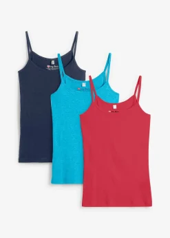 Lot de 3 tops à bretelles spaghetti 100% coton