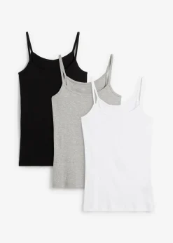 Lot de 3 tops à bretelles spaghetti 100% coton