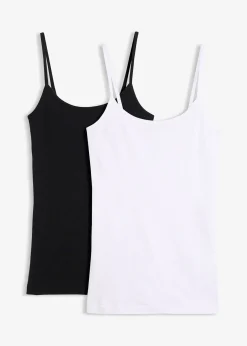 Lot de 2 tops à fines bretelles 100% coton