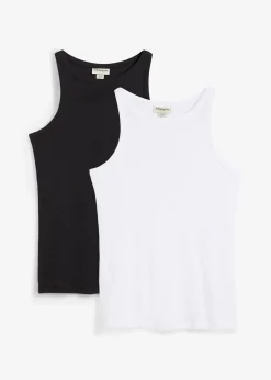Lot de 2 tops côtelés 100% coton