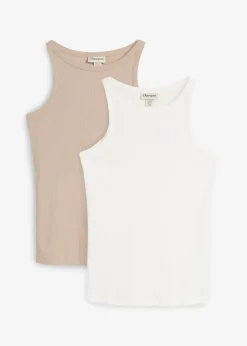 Lot de 2 tops côtelés 100% coton