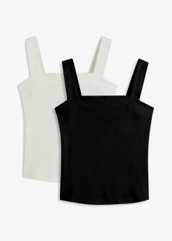 Lot de 2 tops en coton côtelé