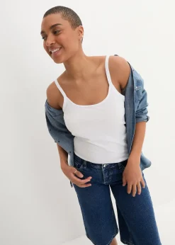 Lot de 2 tops longs coton bretelles spaghetti