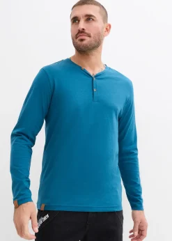 Lot de 2 T-shirts col tunisien manches longues, 100% coton