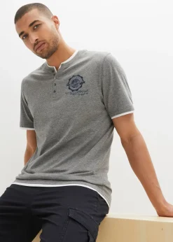 Lot de 2 t-shirts col tunisien 100 % coton