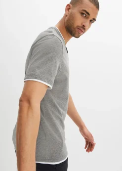 Lot de 2 t-shirts col tunisien 100 % coton