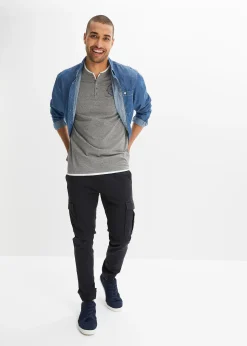 Lot de 2 t-shirts col tunisien 100 % coton