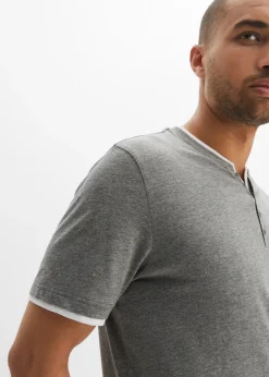 Lot de 2 t-shirts col tunisien 100 % coton