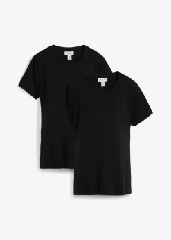 Lot de 2 T-shirts de grossesse et d’allaitement en coton
