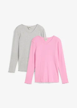 Lot de 2 T-shirts en coton côtelé