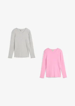 Lot de 2 T-shirts en coton côtelé