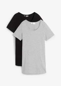 Lot de 2 T-shirts longs basiques, manches courtes