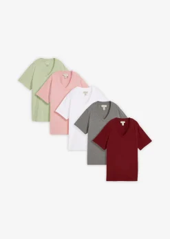 Lot de 5 T-shirts longs et amples à col V