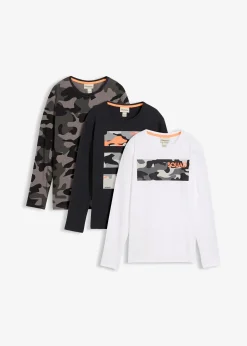 Lot de 3 T-shirts manches longues 100% coton