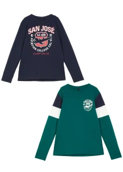 Lot de 2 T-shirts manches longues 100% coton
