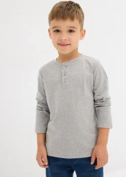Lot de 2 T-shirts manches longues coton col tunisien