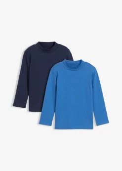 Lot de 2 T-shirts manches longues col montant, 100% coton