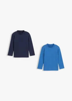 Lot de 2 T-shirts manches longues col montant, 100% coton