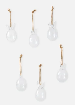 Lot de 6 lapins à suspendre en verre