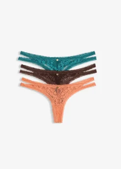 Lot de 3 tangas à dentelle florale