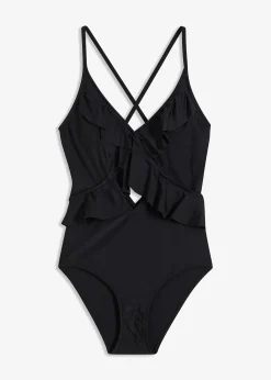 Maillot 1 pièce à découpe et volants