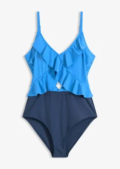 Maillot 1 pièce à découpe et volants