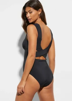 Maillot 1 pièce sculptant à col en V, maintien modéré