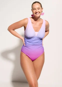 Maillot 1 pièce sculptant à fronces, maintien modéré