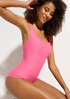 Maillot 1 pièce sculptant à encolure carrée, maintien modéré