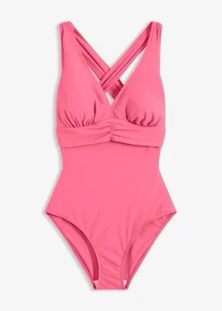 Maillot 1 pièce sculptant à bretelles croisées, maintien léger