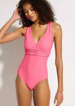 Maillot 1 pièce sculptant à bretelles croisées, maintien léger