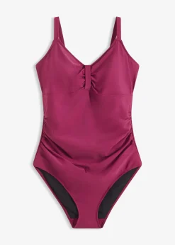Maillot sculptant à fronces, maintien modéré