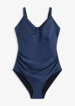 Maillot sculptant à fronces, maintien modéré