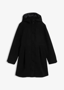 Manteau à capuche et pinces, forme trapèze