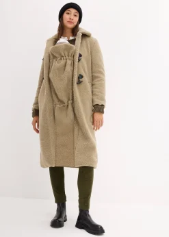 Manteau de grossesse en sherpa avec empiècement de portage